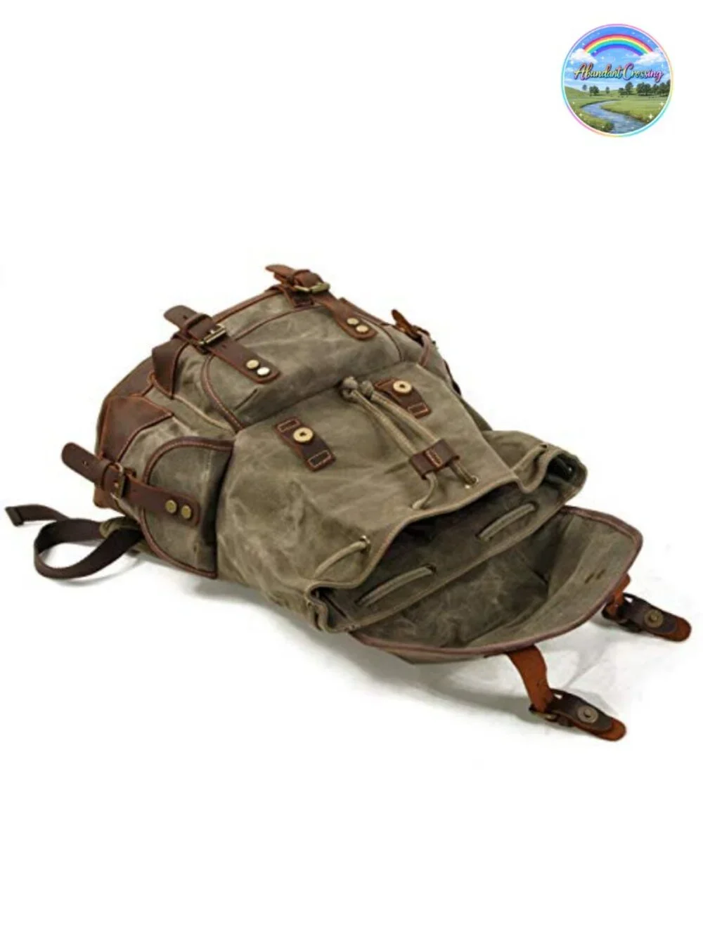 Vintage Men's Genuine Leather Waxed Canvas Travel Backpack, 22L Daypack